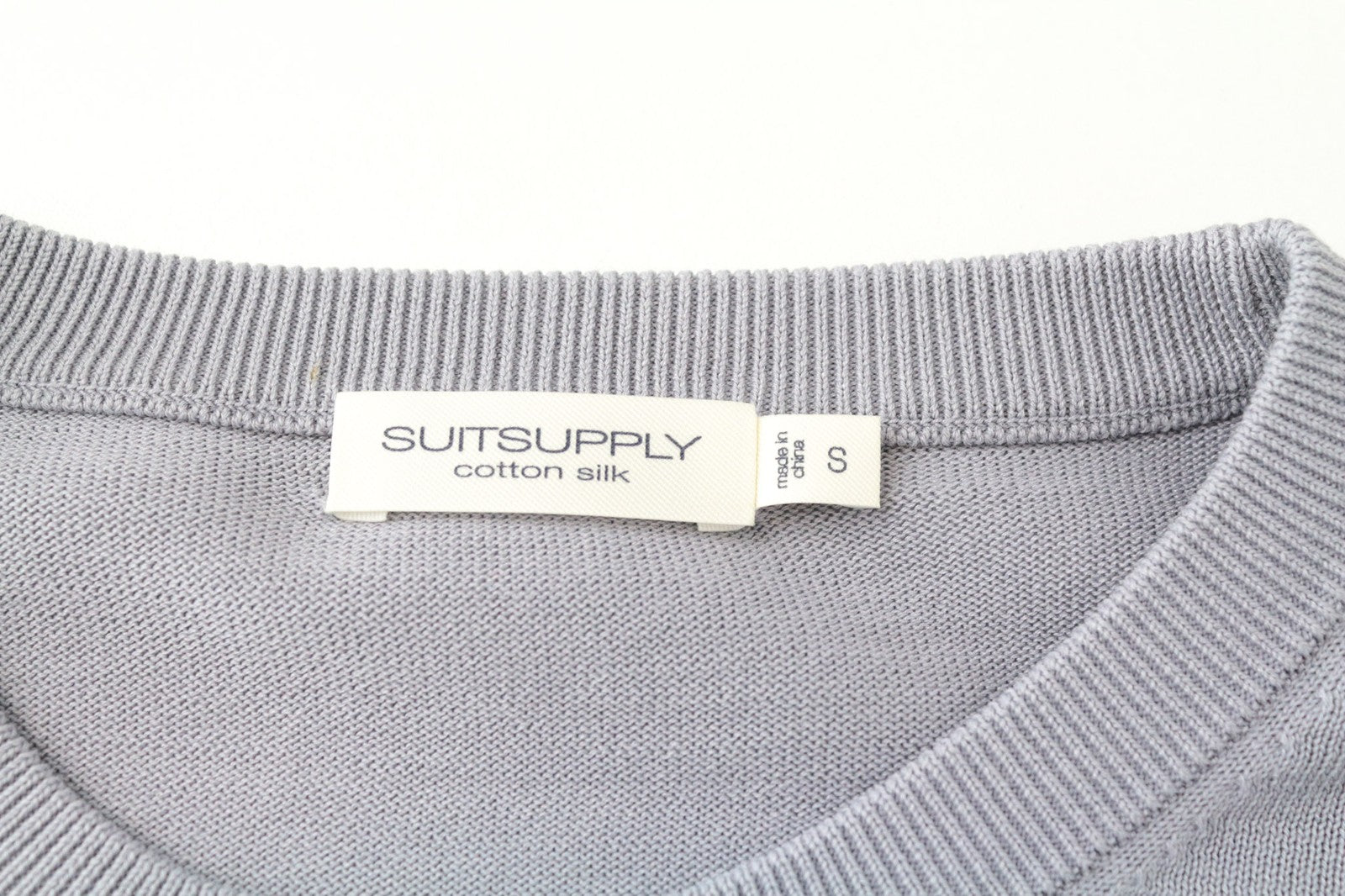 SUITSUPPLY Men Jumper S Lilac Slim Crew Neck Sweater Tight-Knit Cotton Silk Mix