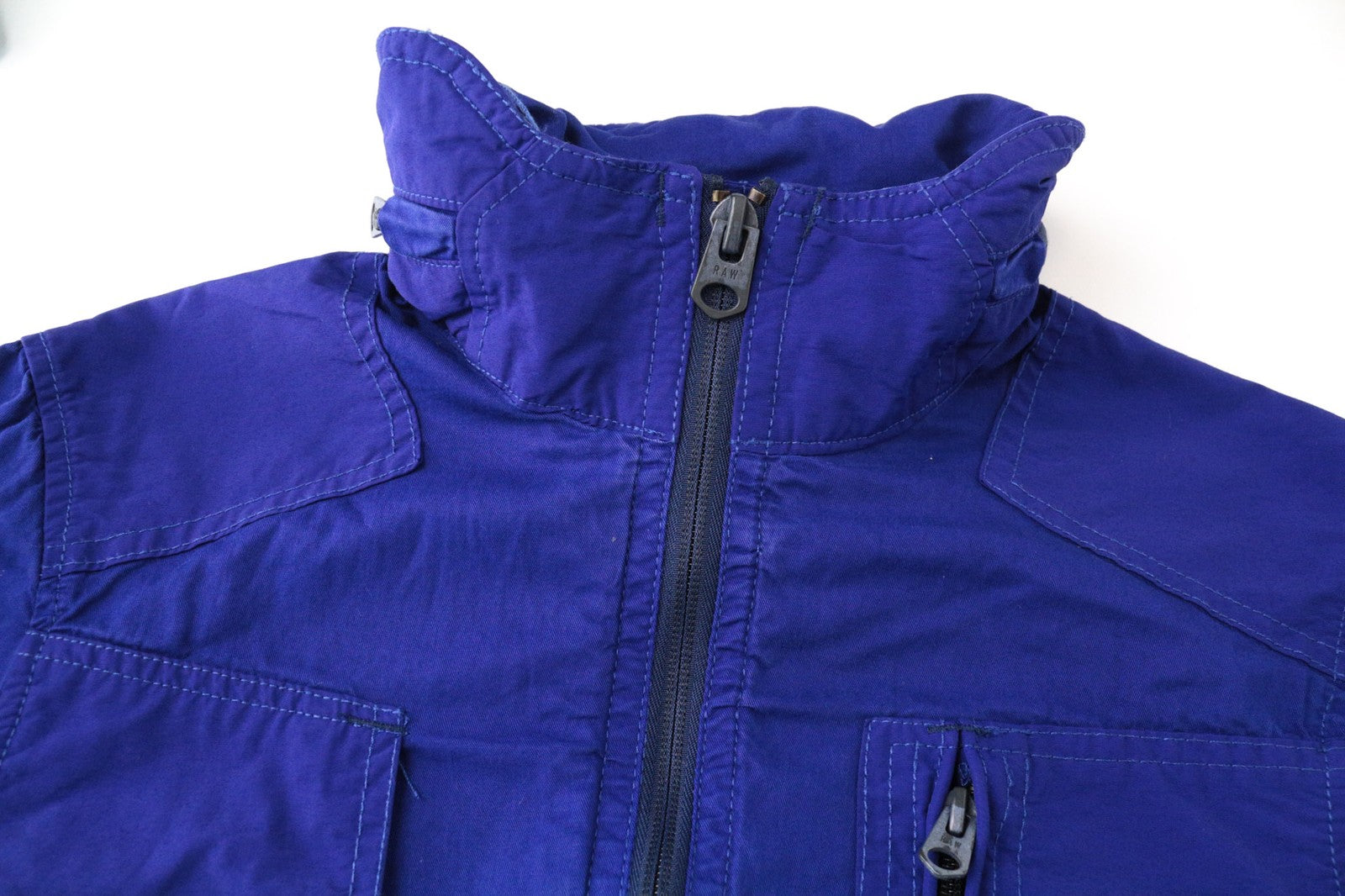 G-STAR Men Jacket XS Bright Prince Blue Twill Overshirt Hooded Unlined Casual