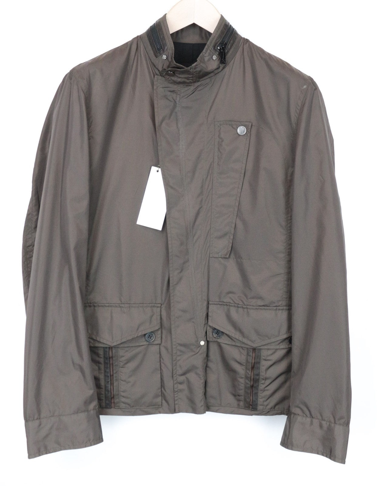 RICHMOND Men Jacket IT48 Mid-Brown Designer Lined Zip-Fly High Neck High Neck