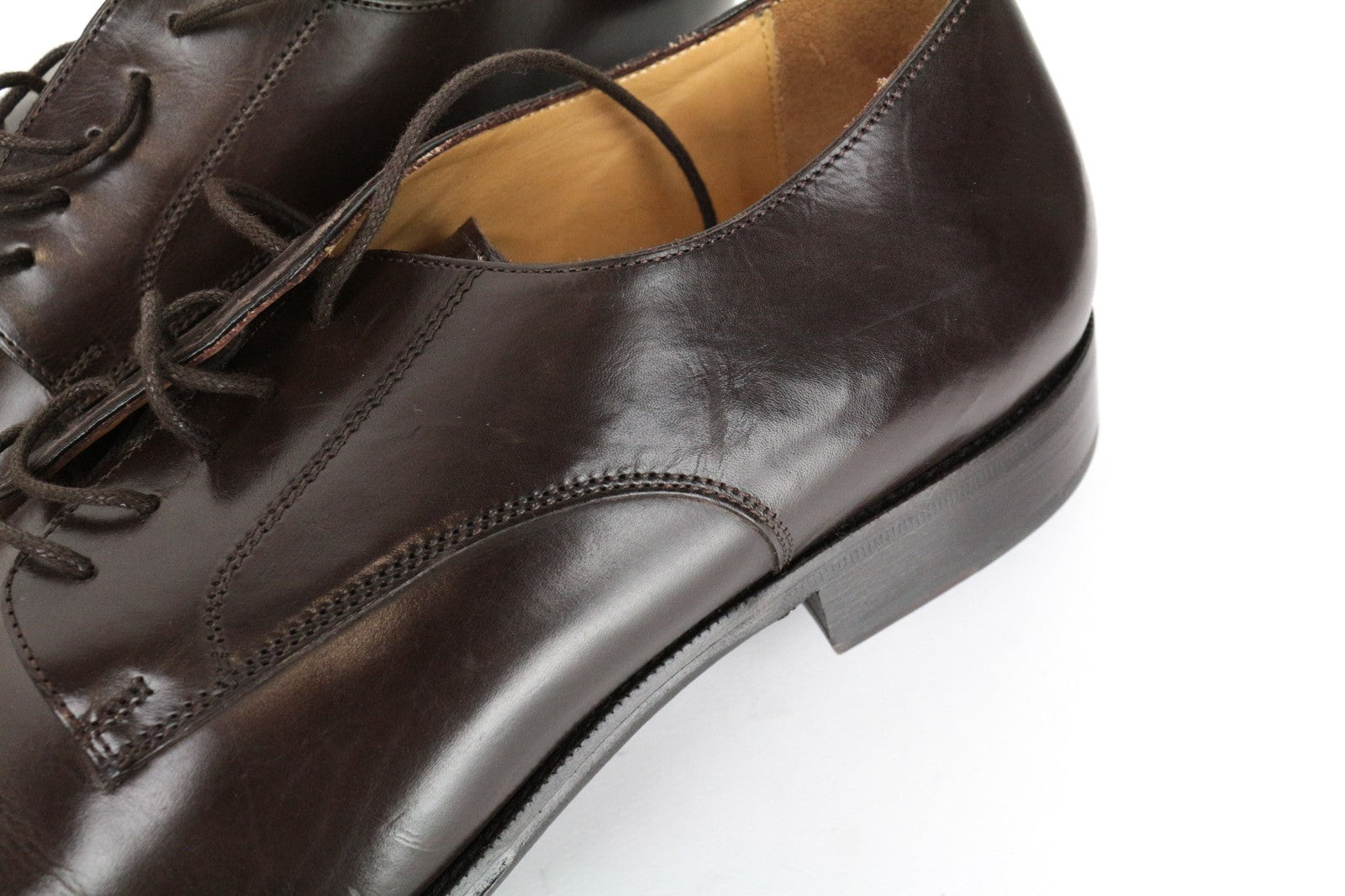 SUITSUPPLY Men Shoes EU44 Dark Brown Derby Classic Calf Leather Formal Lace-Up
