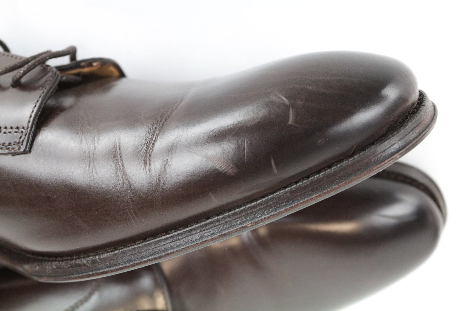 SUITSUPPLY Men Shoes EU44 Dark Brown Derby Classic Calf Leather Formal Lace-Up