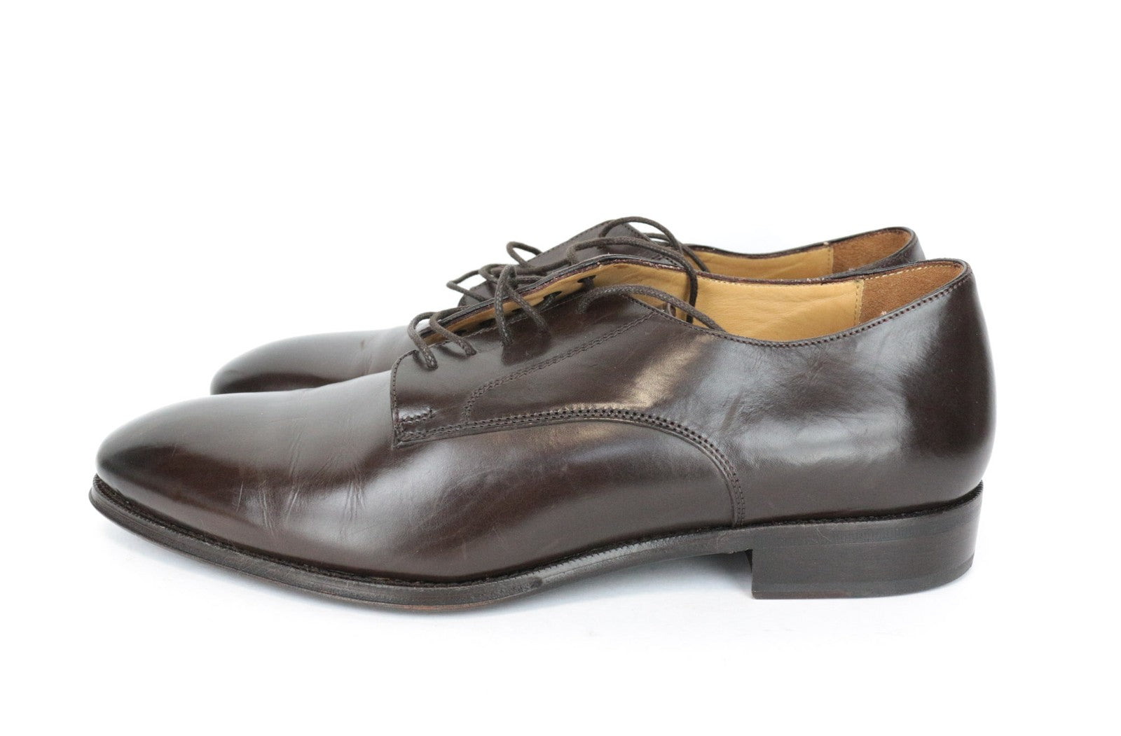 SUITSUPPLY Men Shoes EU44 Dark Brown Derby Classic Calf Leather Formal Lace-Up
