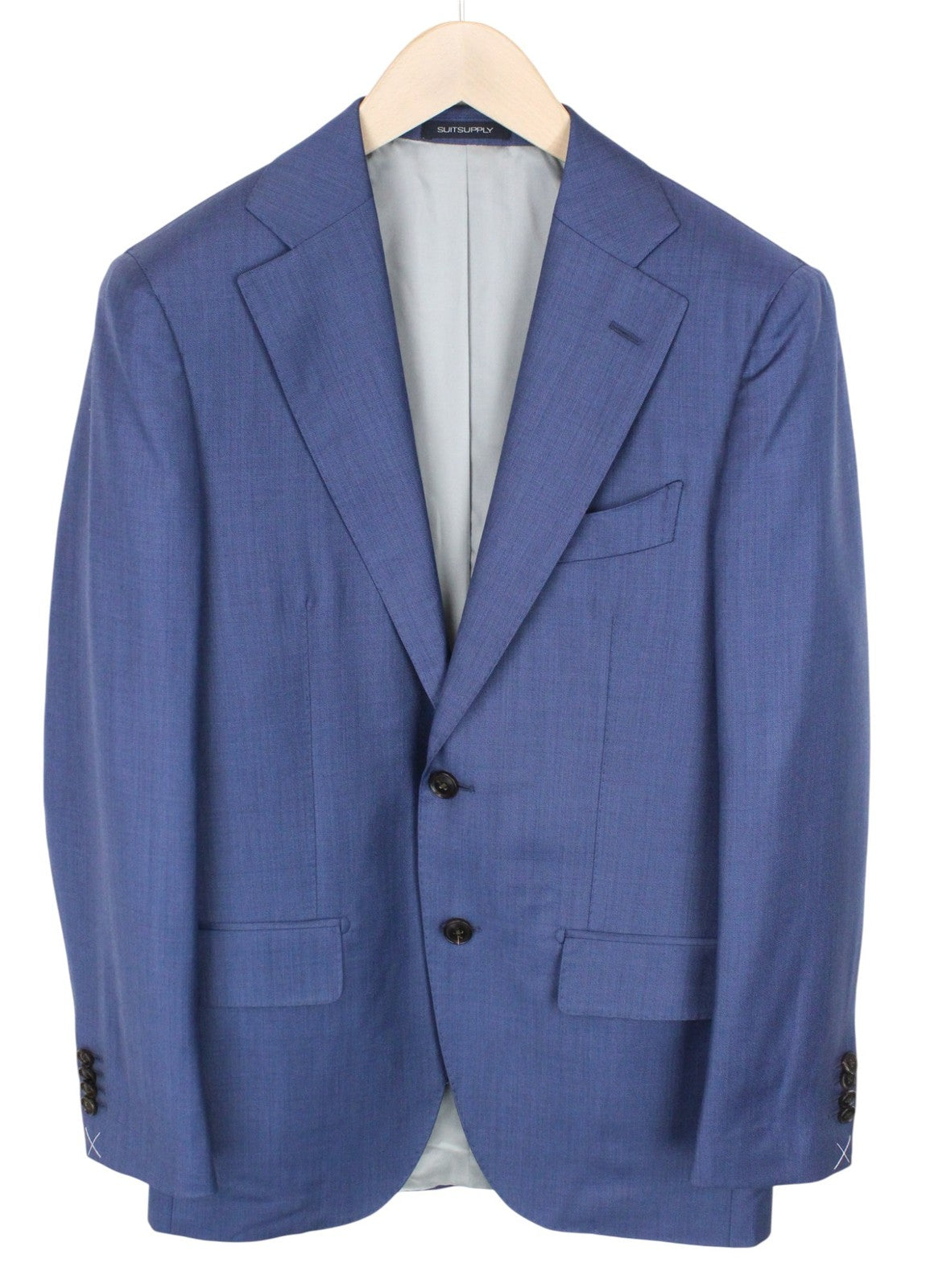 SUITSUPPLY Lazio La Spalla Men Suit UK34R Blue Pure Wool Super 150s Slim 3 Piece