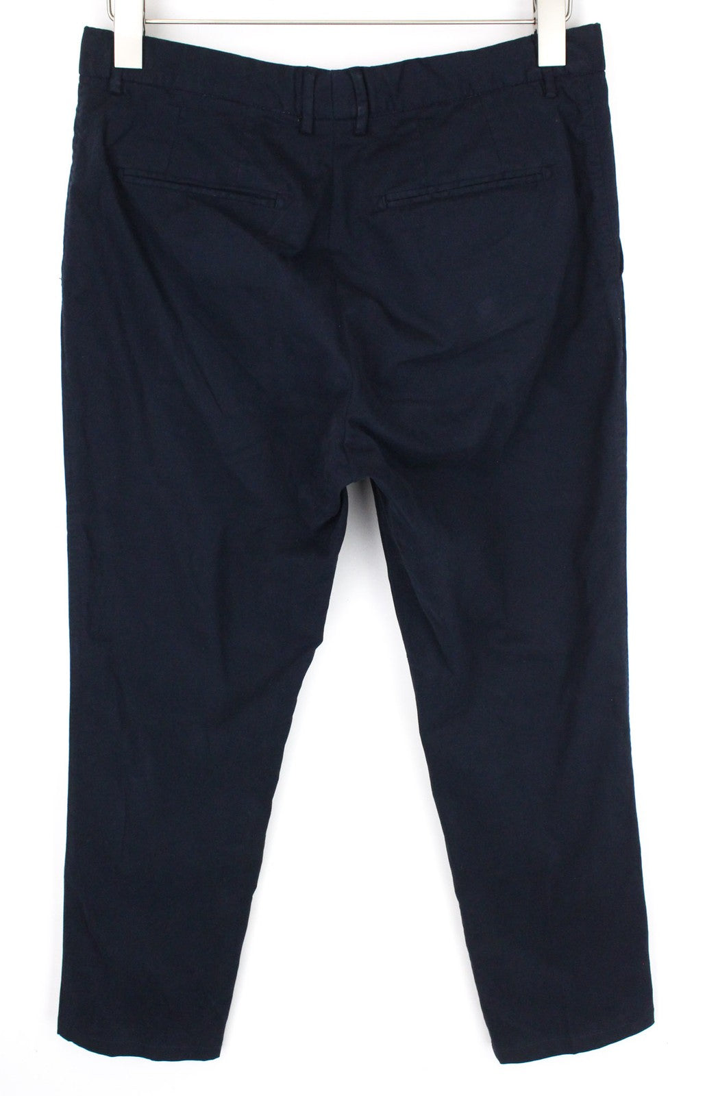 SUITSUPPLY Porto Novo Men Trousers UK32R Navy Blue Cotton Stretch Pleated