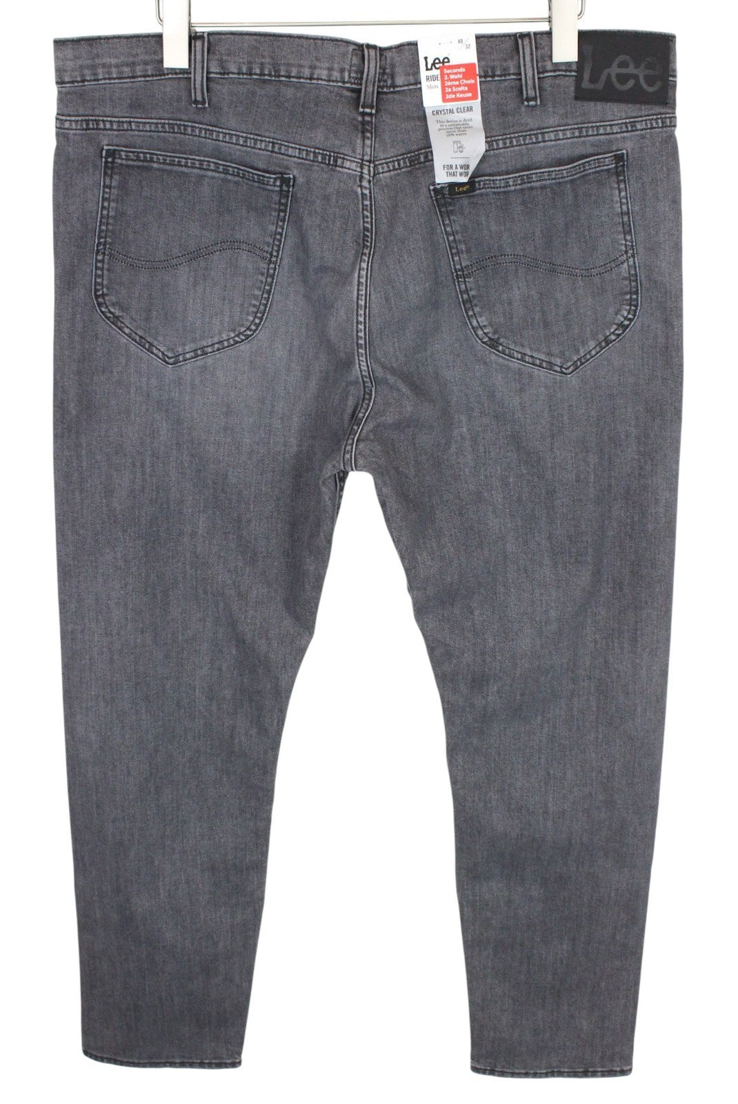 LEE Rider Men Jeans W40/L32 Grey Slim Fit Washed Cotton Stretch Denim Casual