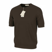 FILIPPO DE LAURENTIIS Men T-Shirt IT52 L Brown Cotton Knit Crew Short Sleeve