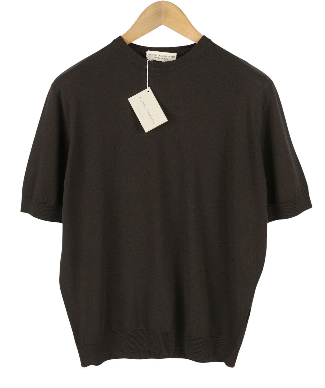 FILIPPO DE LAURENTIIS Men T-Shirt IT52 L Brown Cotton Knit Crew Short Sleeve