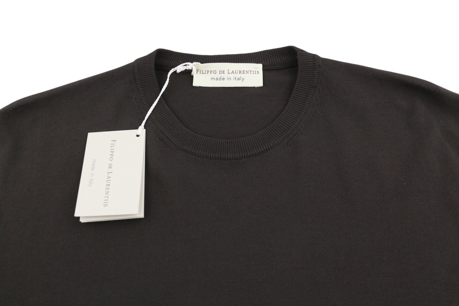 FILIPPO DE LAURENTIIS Men T-Shirt IT52 L Brown Cotton Knit Crew Short Sleeve