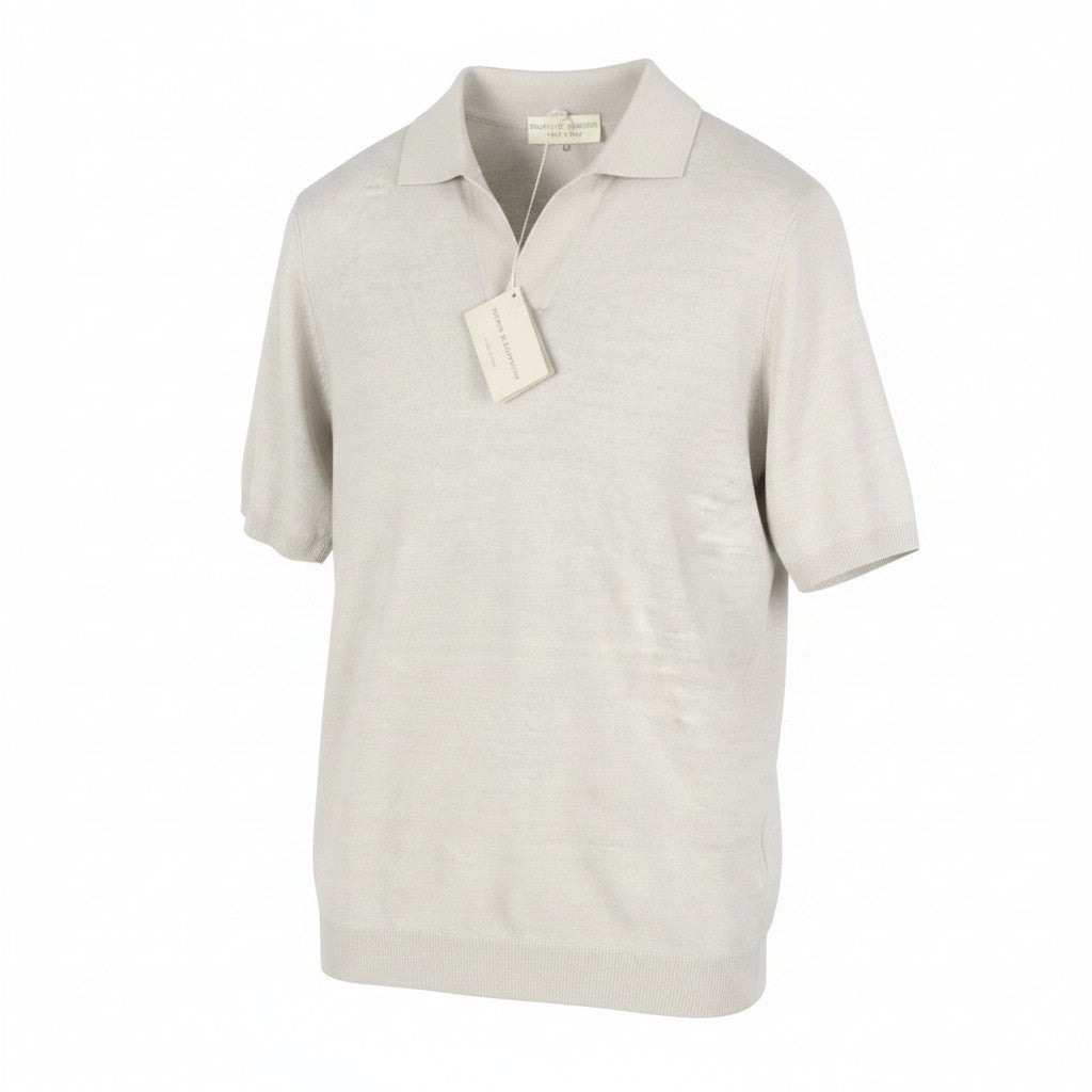 FILIPPO DE LAURENTIIS Polo Skipper Men Polos IT48 S Beige Melange Linen Blend