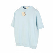 FILIPPO DE LAURENTIIS Men Sweatshirt IT50 M Blue Melange Crew Neck Short Sleeve