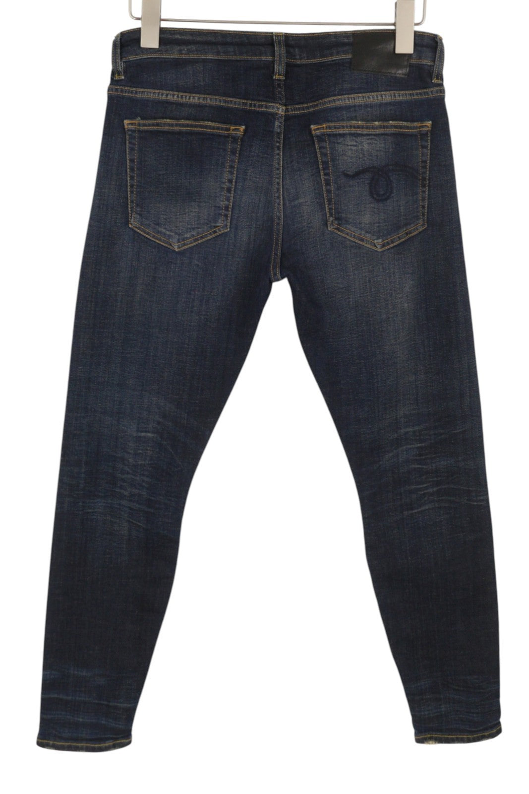 R13 Boy Skinny Women Jeans 29 Howell Indigo Whiskers Faded Cropped