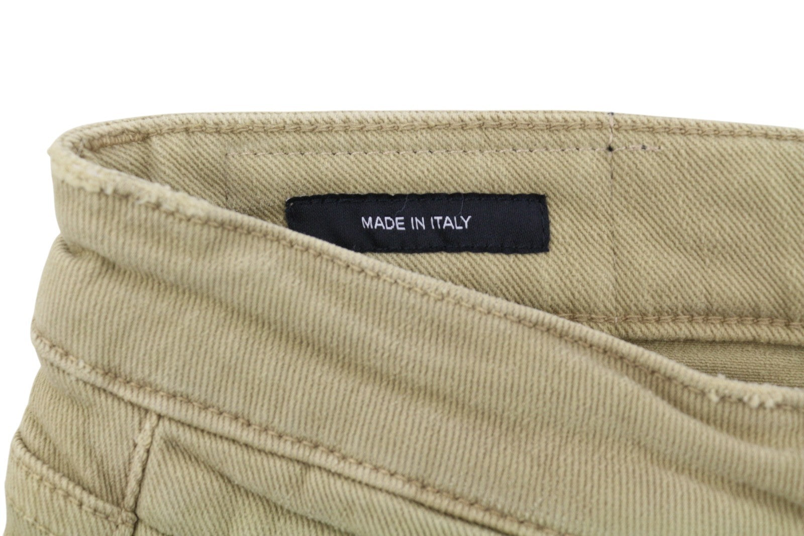 R13 Boy Straight Women Jeans 30 Khaki Stretch Faded Whiskers Cropped