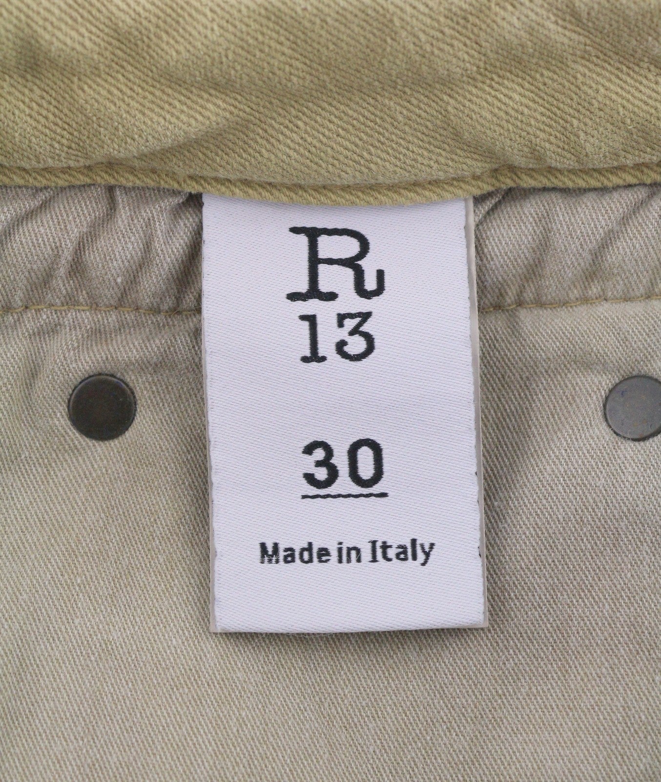 R13 Boy Straight Women Jeans 30 Khaki Stretch Faded Whiskers Cropped