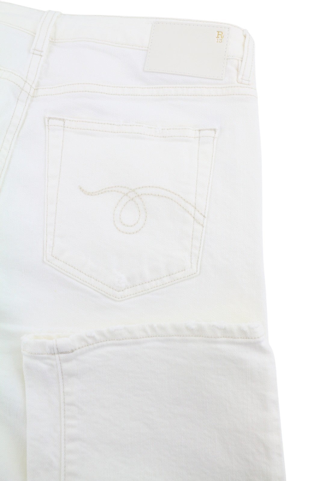 R13 Toby Boy Women Jeans 28 Aerin White Stretch Low Rise Slim Fit Denim