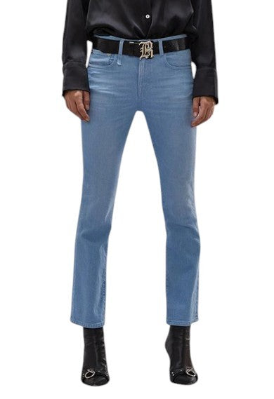 R13 Kick Fit Women Jeans 27 Baby Blue Stretch Whiskers Faded Cropped