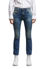 R13 Kick Fit Women Jeans 24 Kelly Stretch Cropped Aged Faded Blue PS26