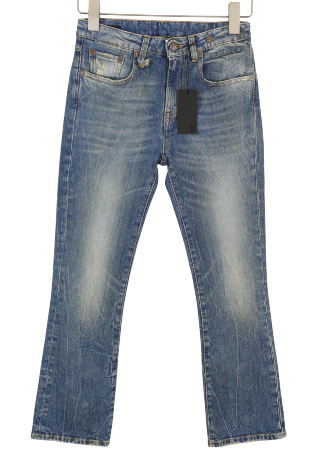 R13 Kick Fit Women Jeans 24 Kelly Stretch Cropped Aged Faded Blue PS26