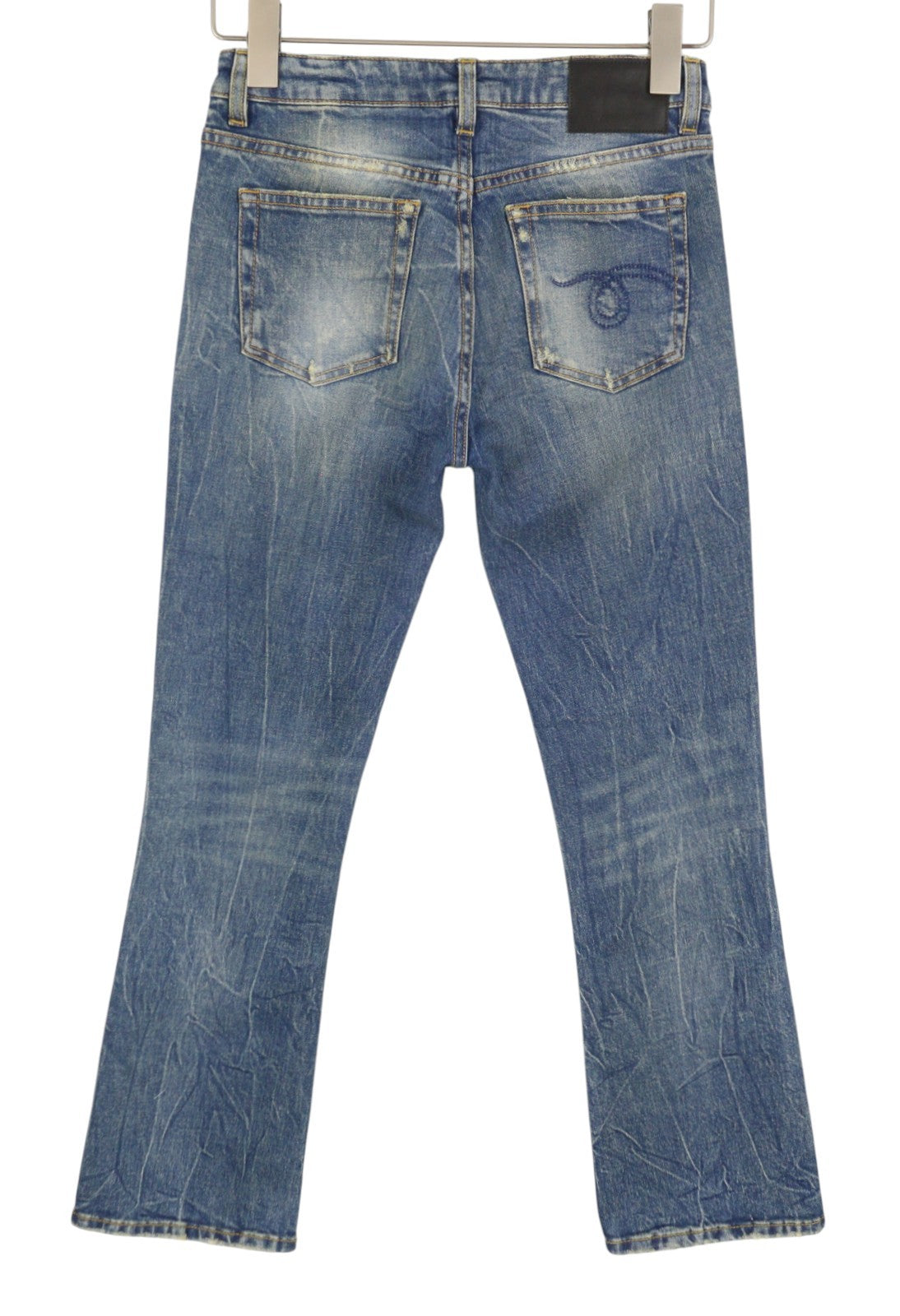 R13 Kick Fit Women Jeans 24 Kelly Stretch Cropped Aged Faded Blue PS26