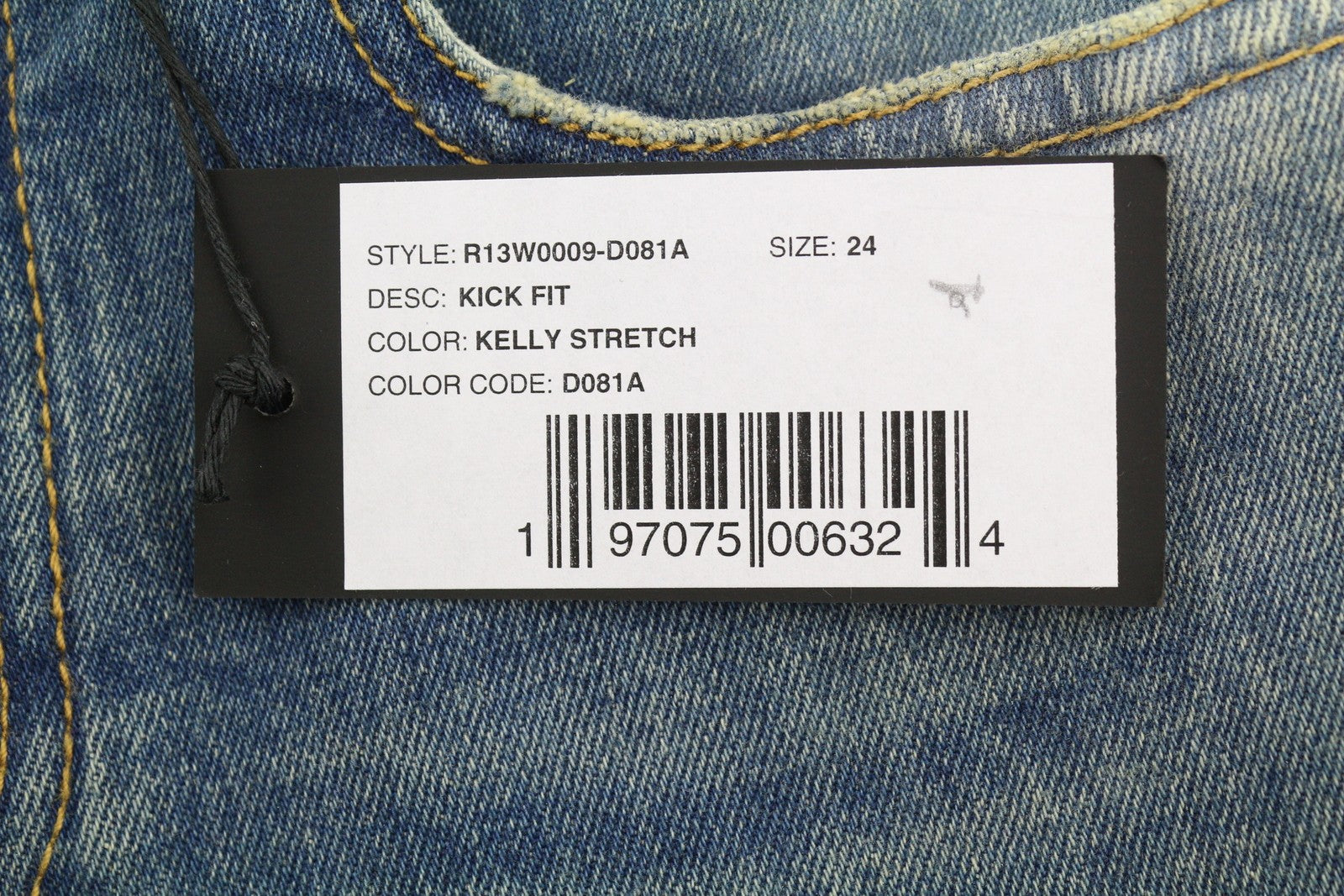 R13 Kick Fit Women Jeans 24 Kelly Stretch Cropped Aged Faded Blue PS26