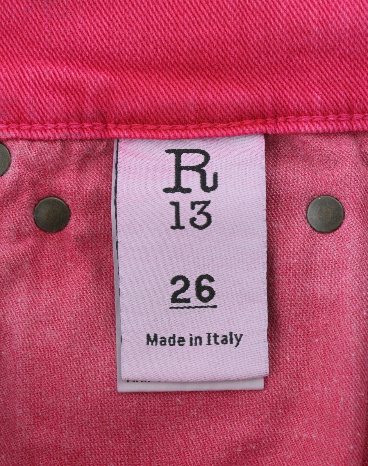 R13 Romeo Women Jeans 26 Fuchsia Stretch Cropped Slim Leg SS26 RRP735