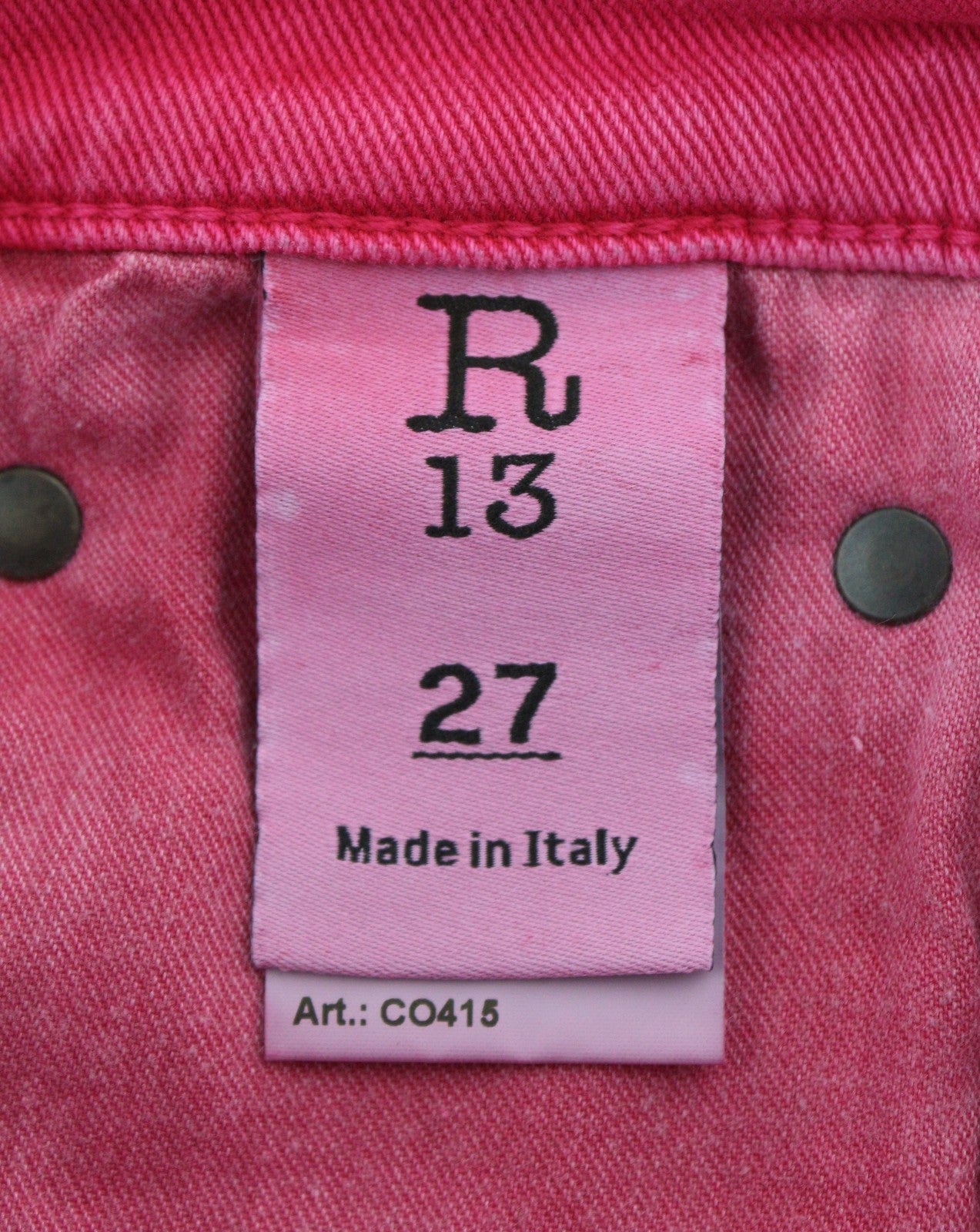 R13 Romeo Women Jeans 27 Fuchsia Stretch Cropped Slim Leg SS26 RRP735