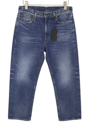 R13 Boyfriend Women Jeans 27 Bowery Indigo Whiskers Faded Cropped Blue PF26