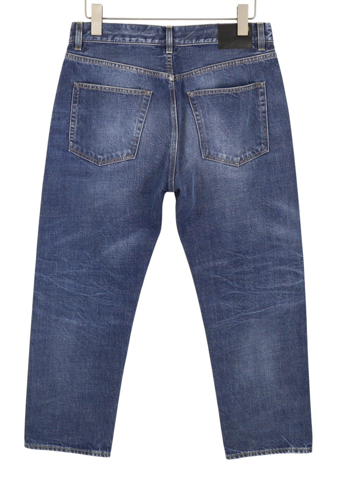 R13 Boyfriend Women Jeans 27 Bowery Indigo Whiskers Faded Cropped Blue PF26