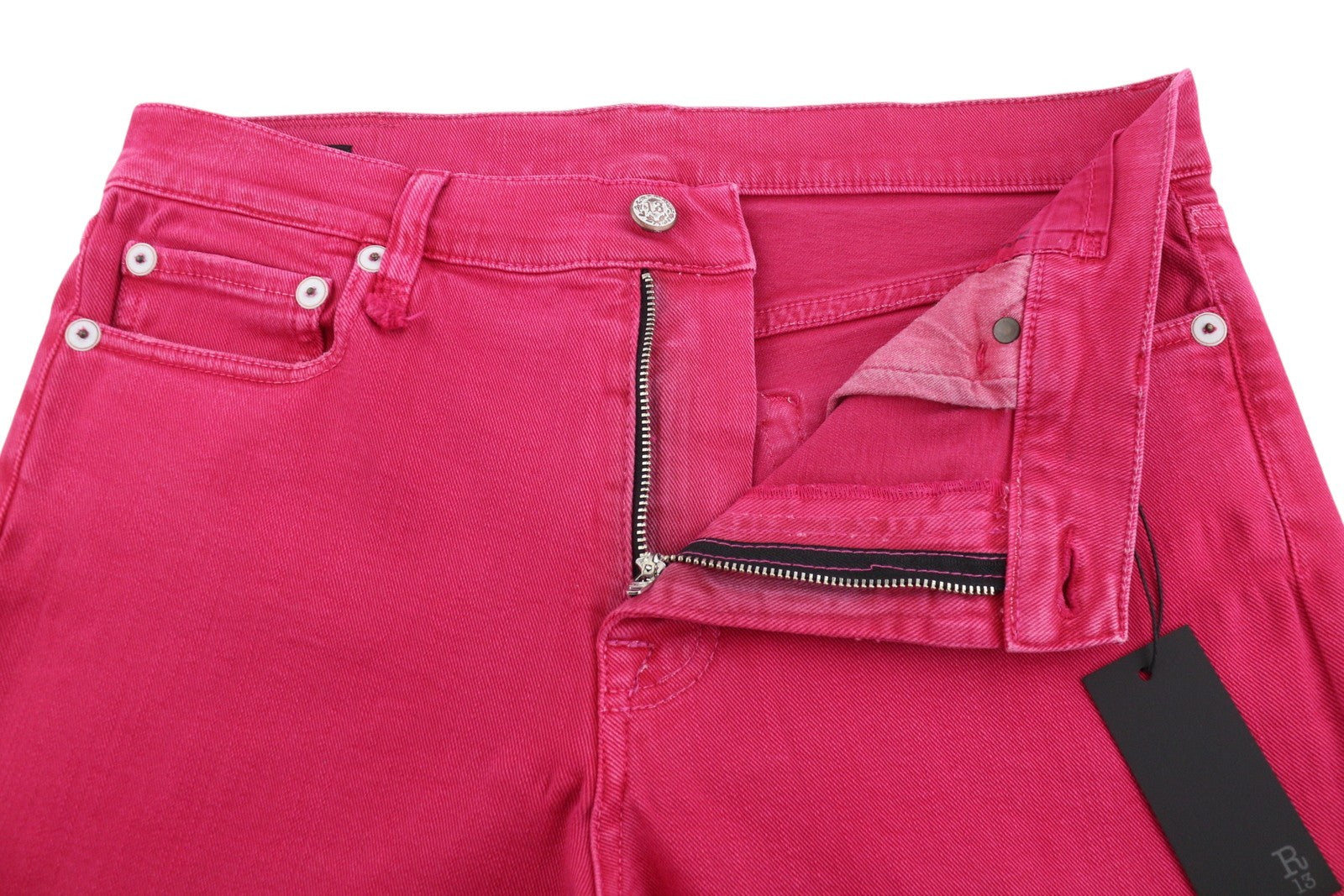 R13 Romeo Women Jeans 30 Fuchsia Stretch Cropped Slim Fit SS26 RRP735