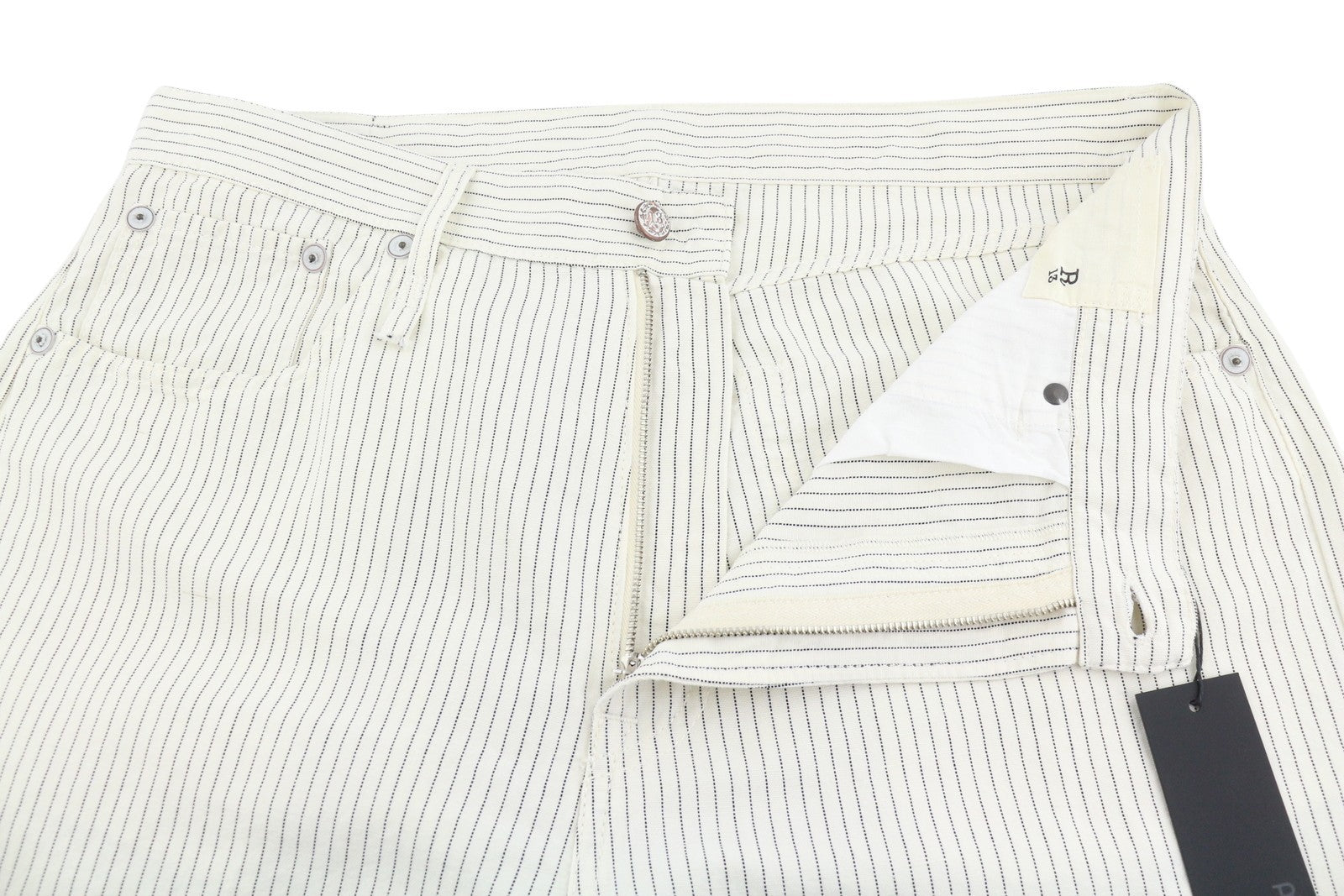 R13 X-BF Women Trousers 31 White With Black Mini Stripe Linen Blend SS26 RRP785