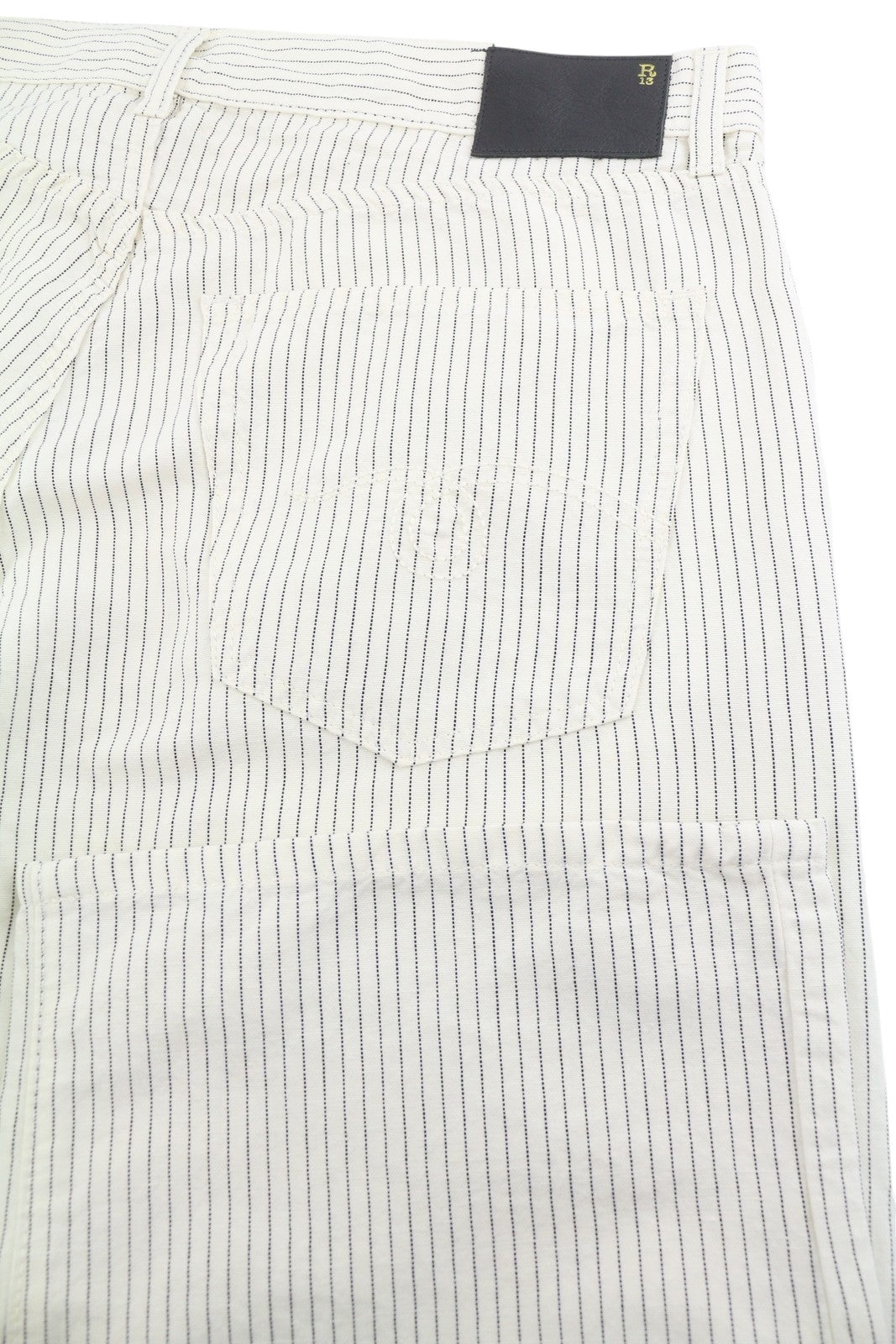 R13 X-BF Women Trousers 31 White With Black Mini Stripe Linen Blend SS26 RRP785