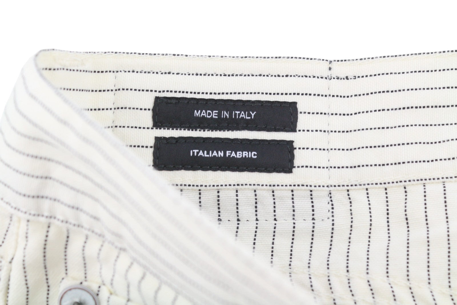 R13 X-BF Women Trousers 31 White With Black Mini Stripe Linen Blend SS26 RRP785