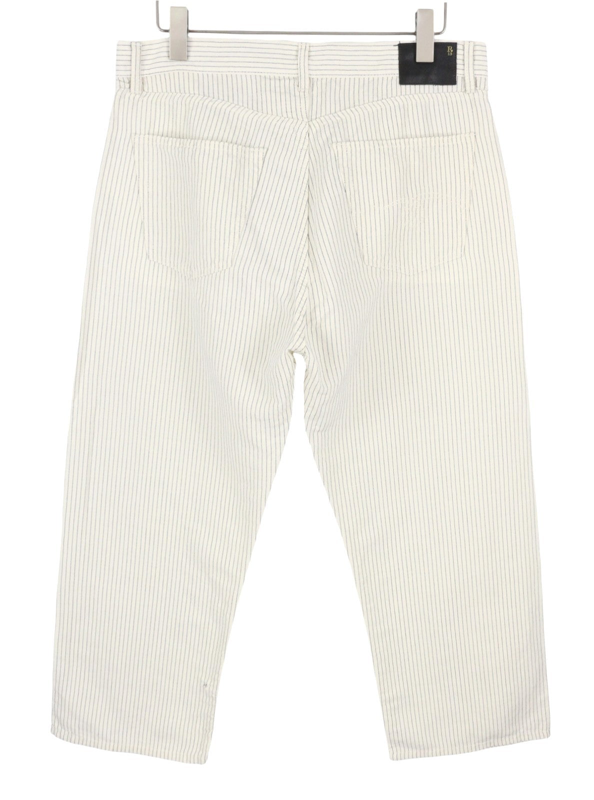 R13 X-BF Women Trousers 30 White With Black Mini Stripe Linen Blend SS26 RRP785