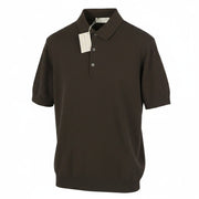 FILIPPO DE LAURENTIIS Men Polos IT52 L Brown Cotton Knit Short Sleeve