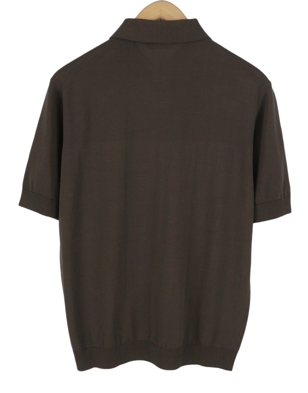 FILIPPO DE LAURENTIIS Men Polos IT52 L Brown Cotton Knit Short Sleeve