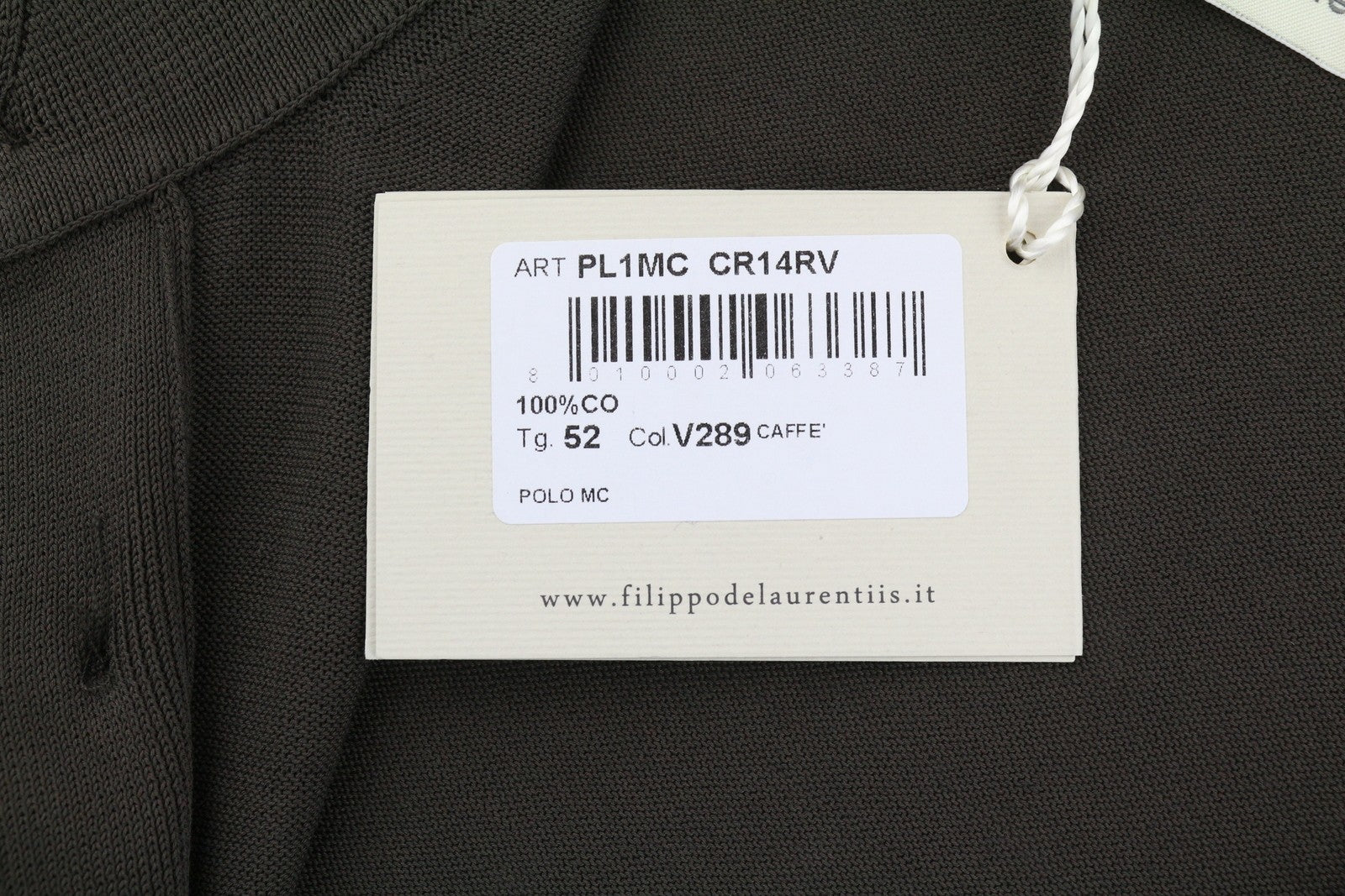 FILIPPO DE LAURENTIIS Men Polos IT52 L Brown Cotton Knit Short Sleeve