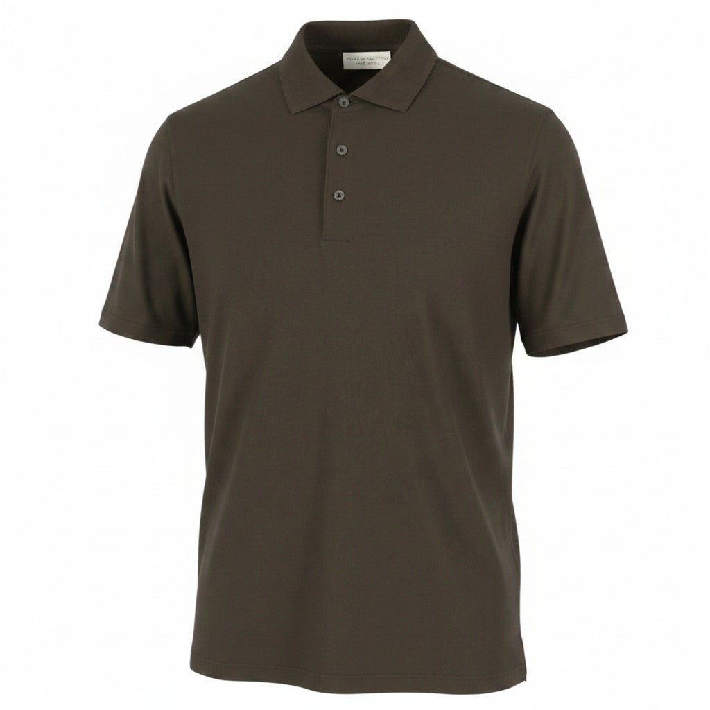 FILIPPO DE LAURENTIIS Men Polos IT50 M Brown Cotton Tricot Short Sleeved