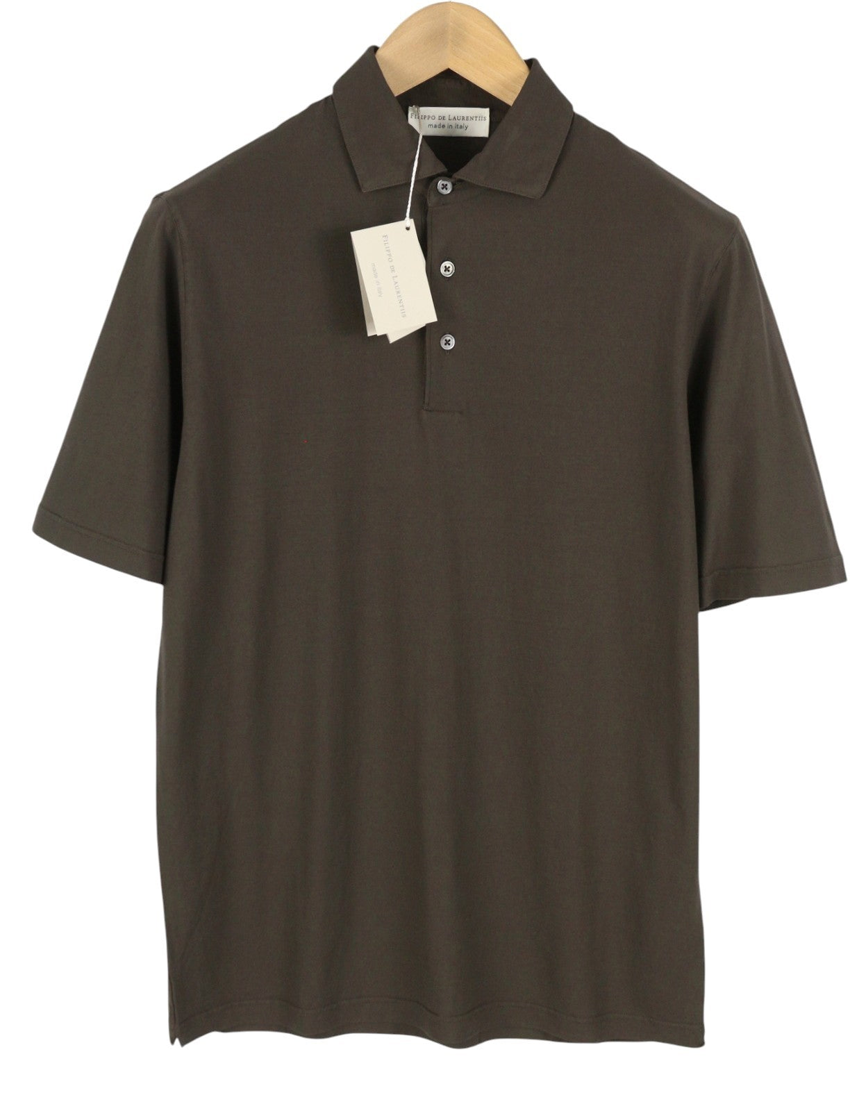 FILIPPO DE LAURENTIIS Men Polos IT50 M Brown Cotton Tricot Short Sleeved
