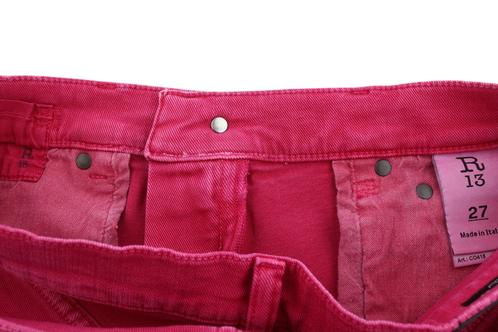 R13 Romeo Women Jeans 27 Fuchsia Stretch Cropped Slim Fit SS26 RRP735