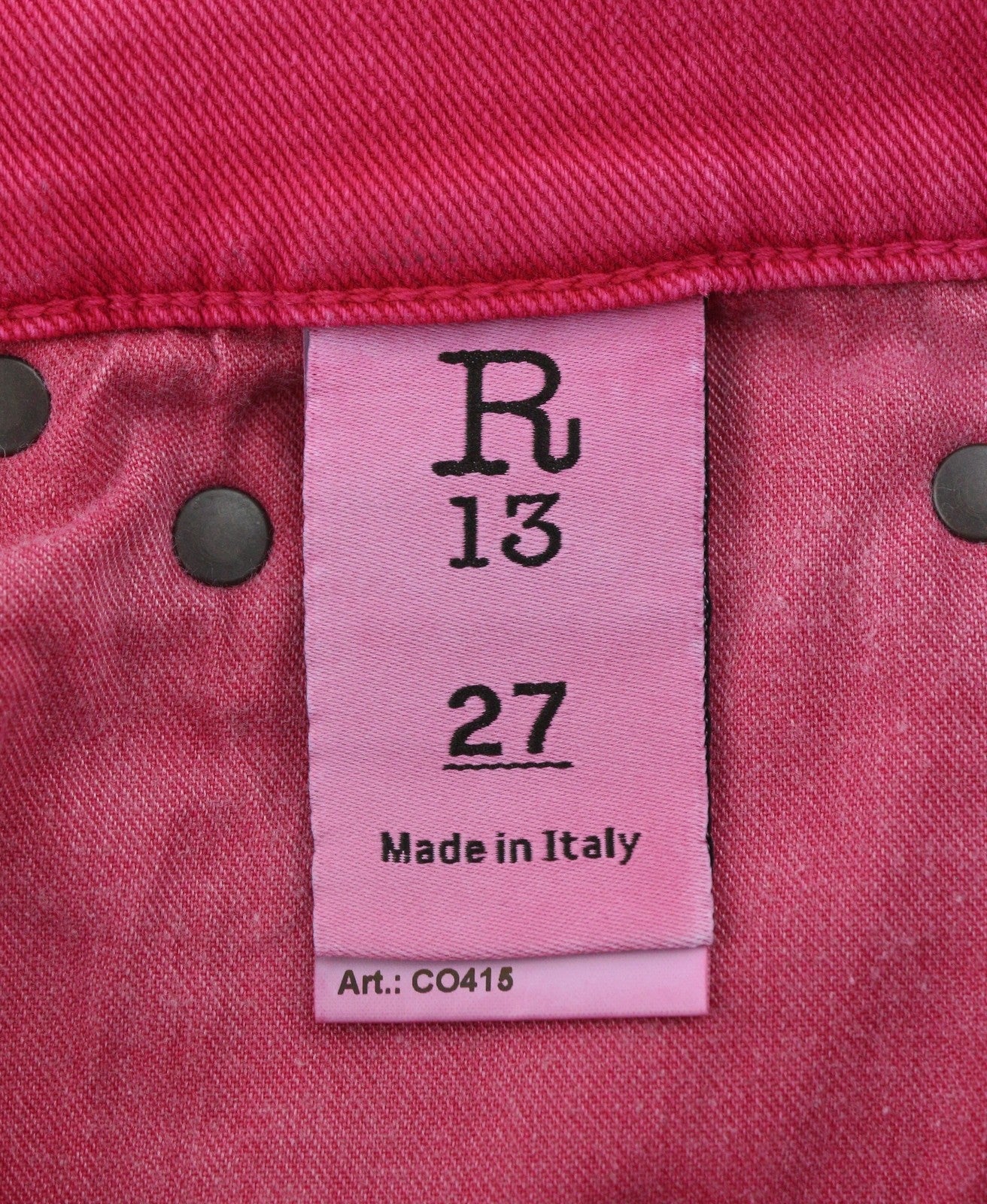 R13 Romeo Women Jeans 27 Fuchsia Stretch Cropped Slim Fit SS26 RRP735