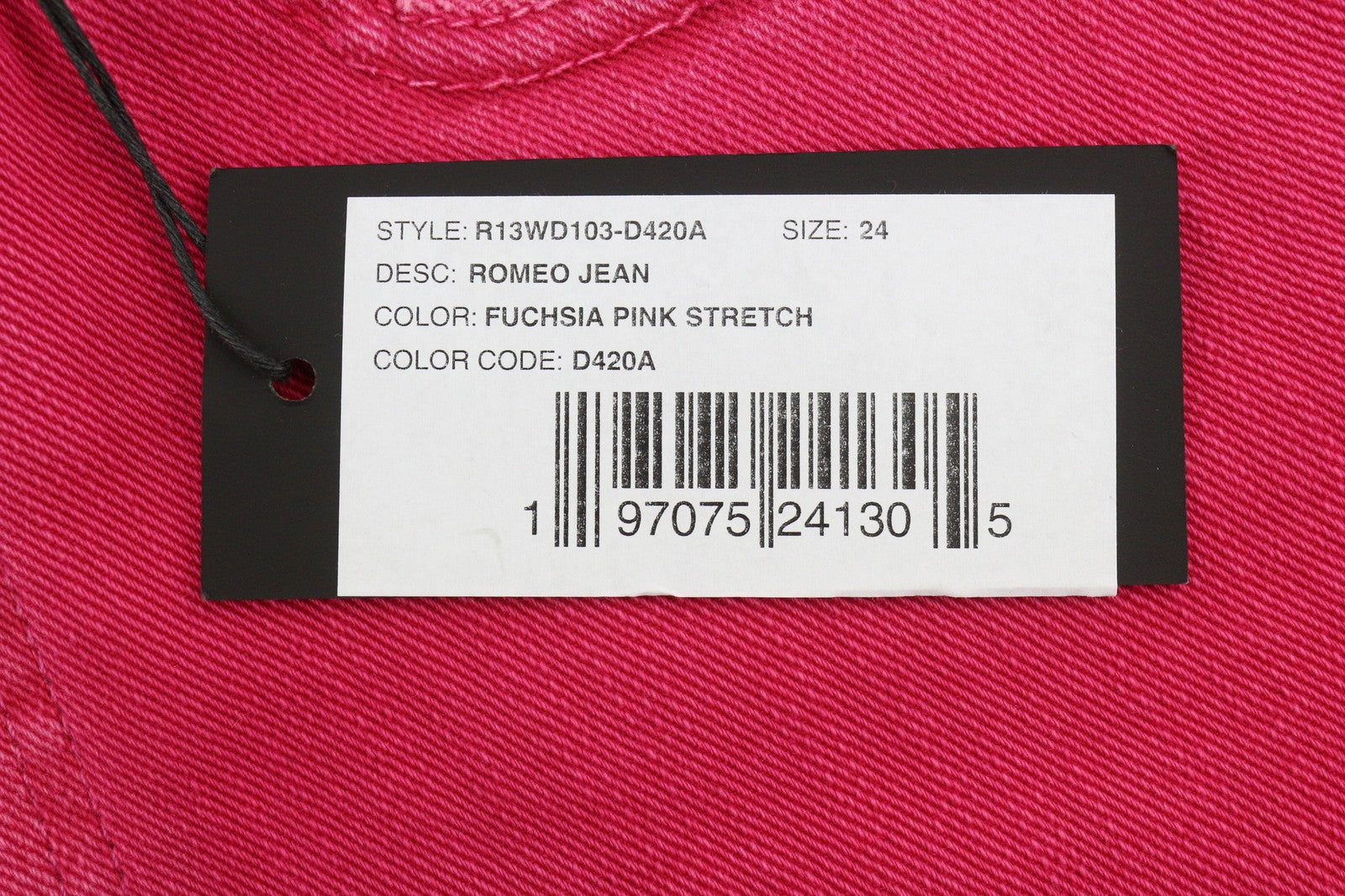 R13 Romeo Women Jeans 24 Fuchsia Stretch Cropped Slim Fit SS26 RRP735