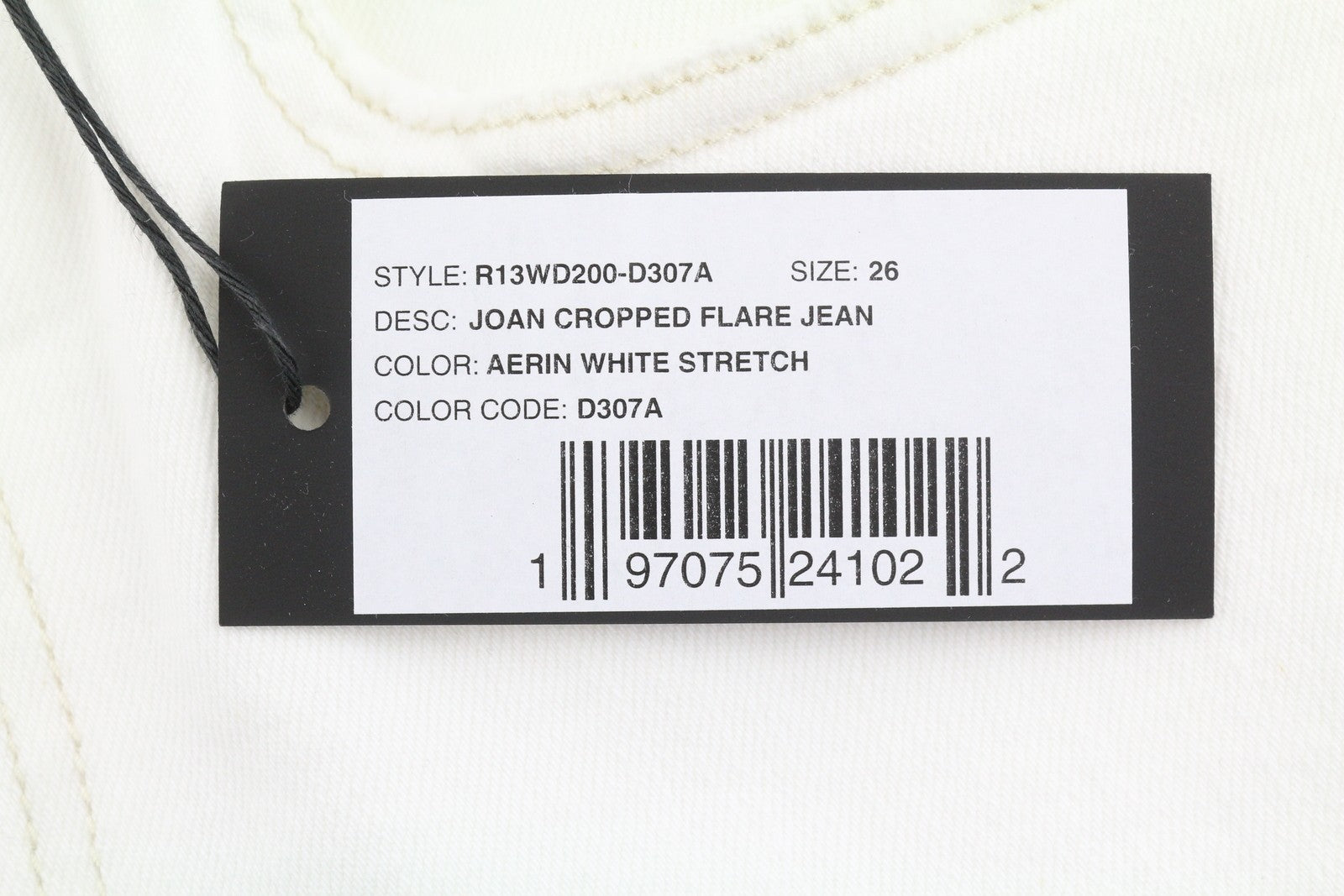 R13 Joan Cropped Flare Women Jeans 26 Aerin White Stretch Cropped SS26 RRP685