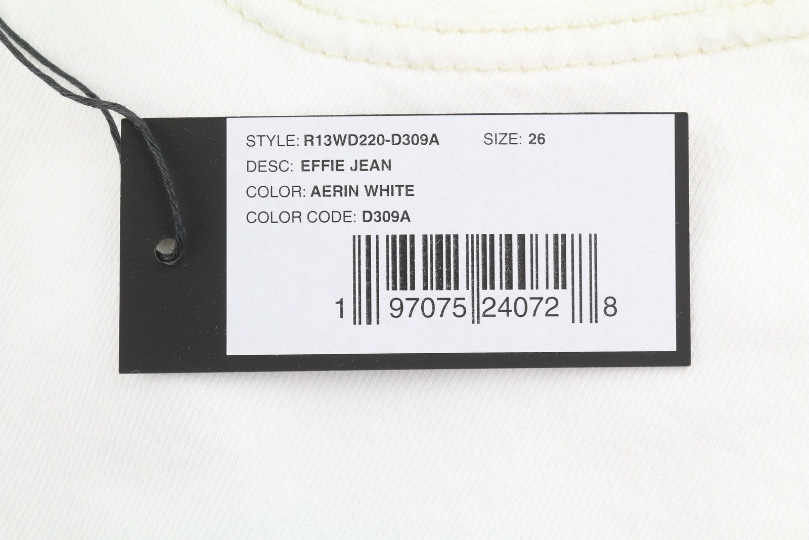 R13 Effie Women Jeans 26 Aerin White Straight Fit Zip Fly SS26
