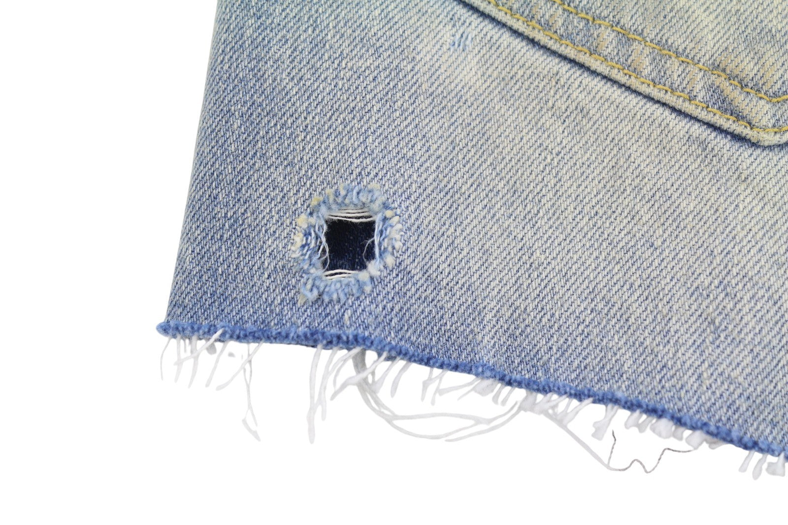 R13 X-BF Women Shorts 24 Bass Blue Whiskers Faded Aged Look Distress SS26