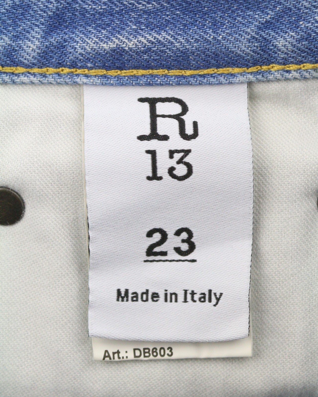 R13 X-BF Women Shorts 23 Bass Blue Whiskers Faded Aged Look Distress SS26