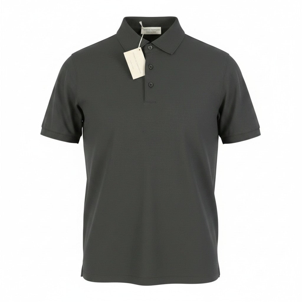 FILIPPO DE LAURENTIIS Men Polos IT50 M Dark Grey Cotton Short Sleeved
