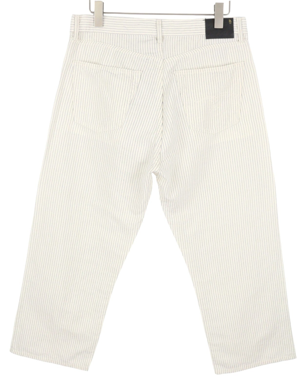 R13 X-BF Women Trousers 30 White With Black Mini Stripe Linen Blend SS26 RRP785