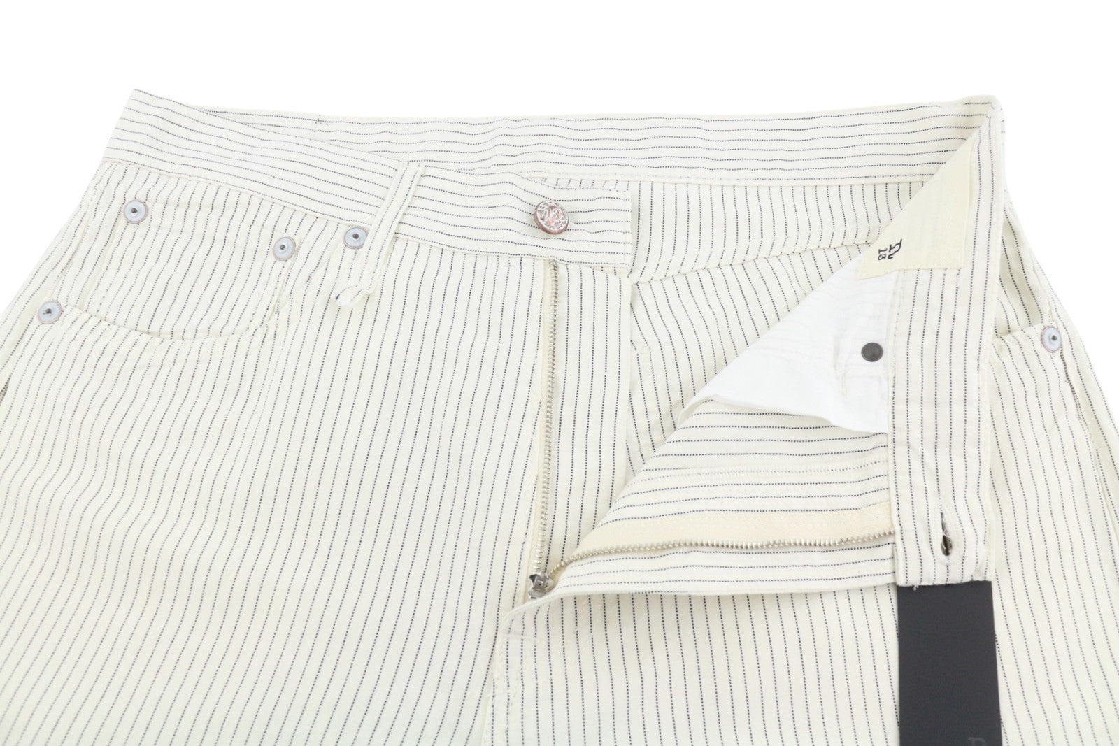 R13 X-BF Women Trousers 30 White With Black Mini Stripe Linen Blend SS26 RRP785