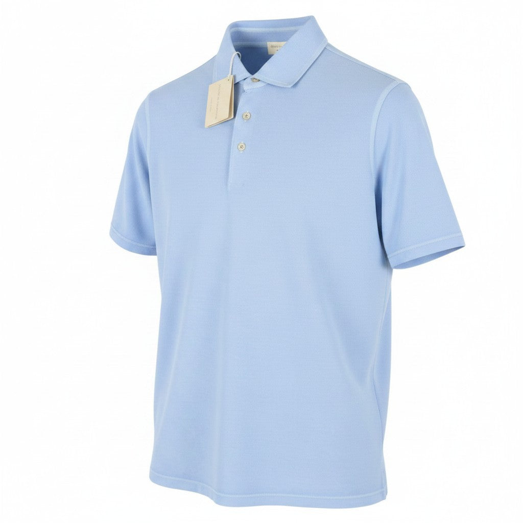 FILIPPO DE LAURENTIIS Men Polos IT52 L Blue Cotton Tricot Short Sleeve