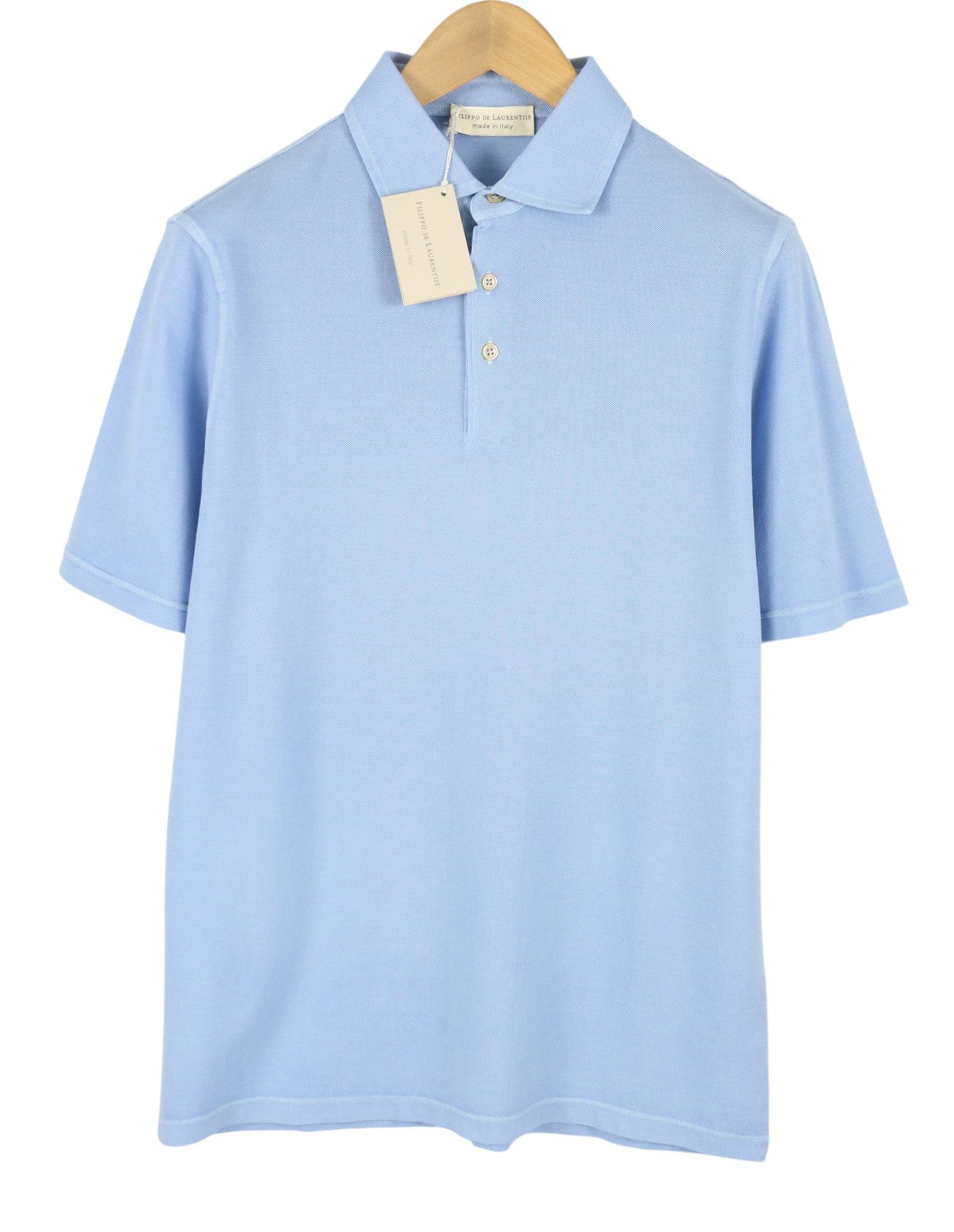 FILIPPO DE LAURENTIIS Men Polos IT52 L Blue Cotton Tricot Short Sleeve