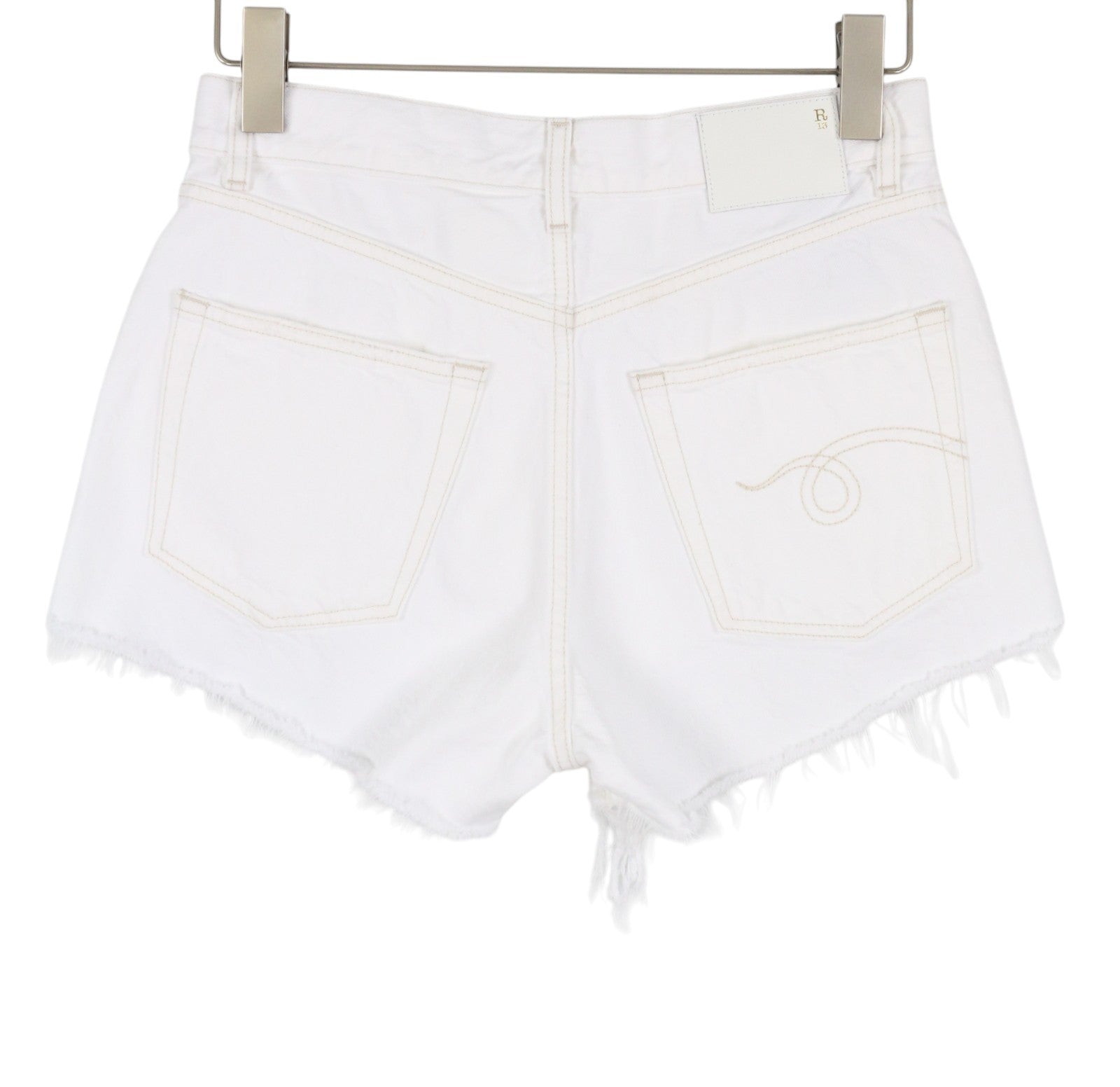 R13 Boyfriend Women Shorts 24 Aerin White Distress Ripped Zip Fly SS26